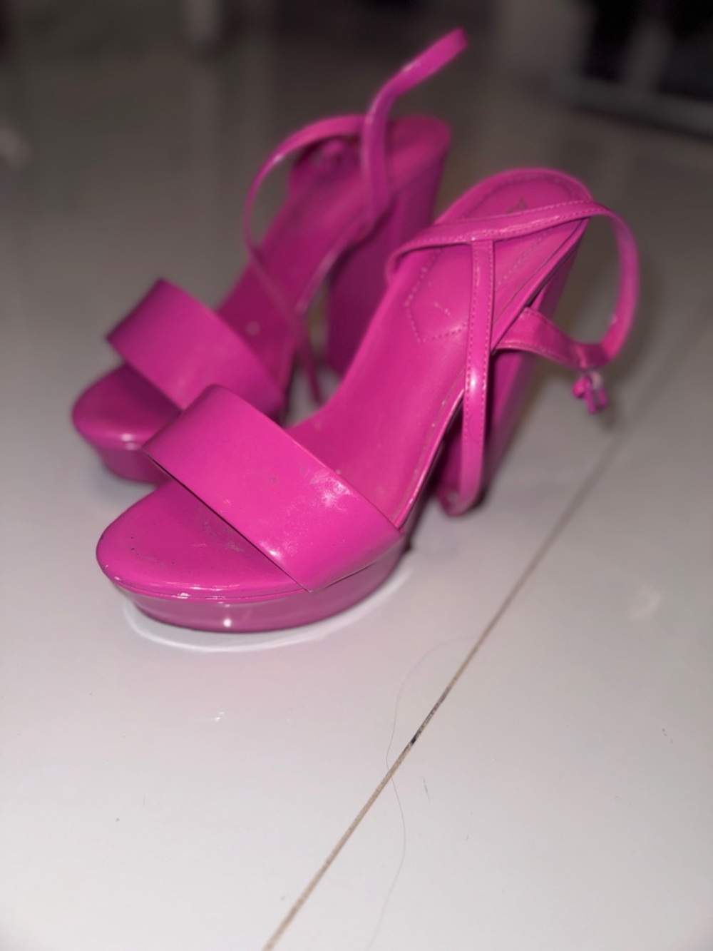 Aldo Hot Pink Strappy Platform Heels